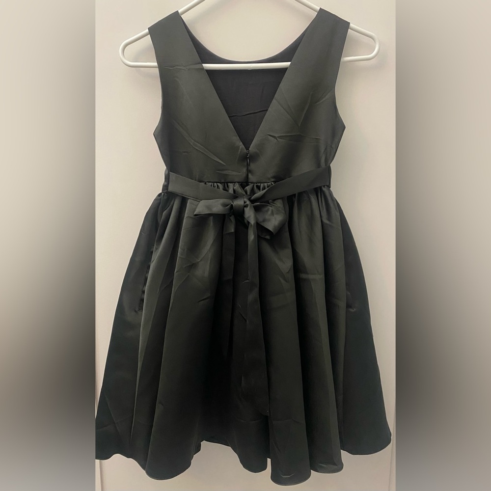 Trish Scully Elegant Black Satin Kids Formal Dress
